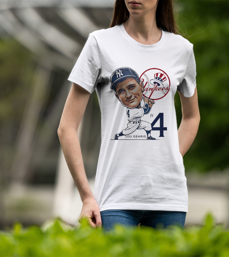 Lou Gehrig New York Yankees #4 Caricature Yankees T-Shirt