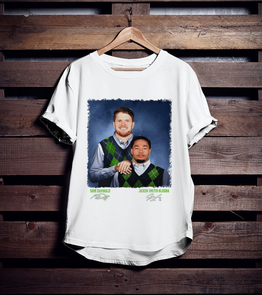 Sam Darnold Jaxon Smith Njigba Seattle Seahawks Step Brothers Football T-Shirt