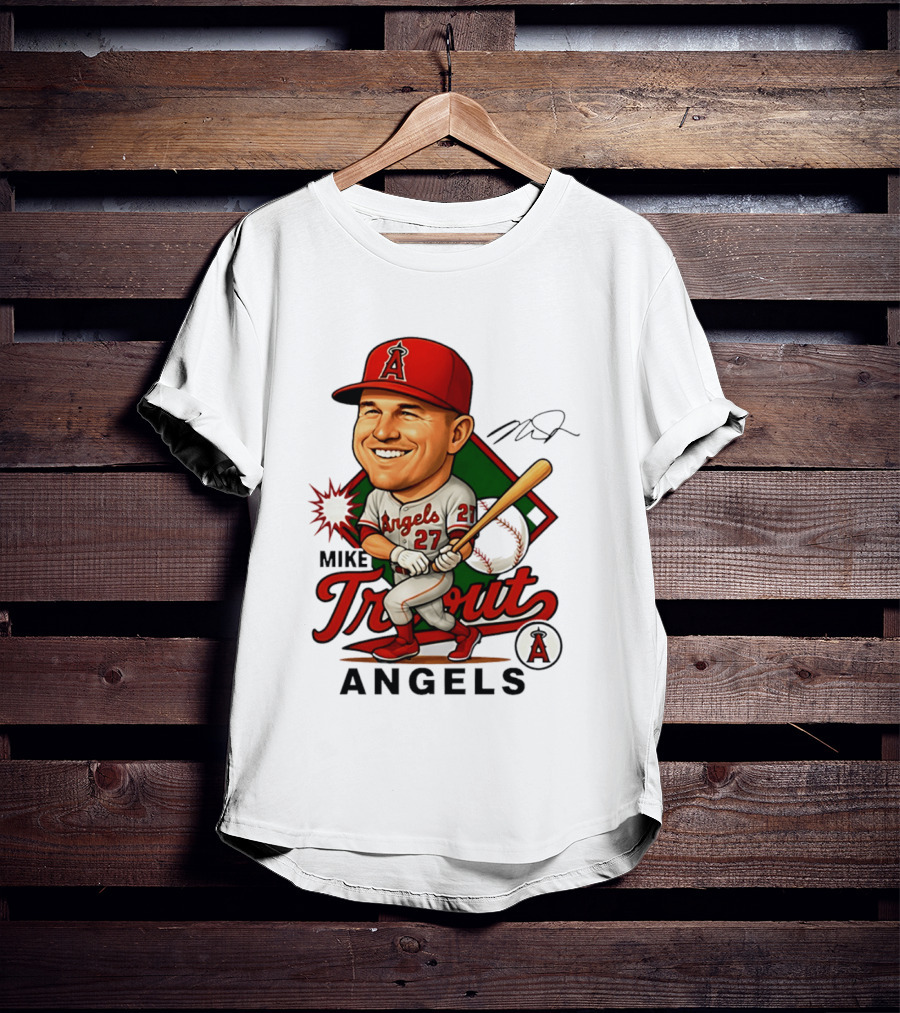 Mike Trout Angels Baseball Caricature Los Angeles Legend T-Shirt