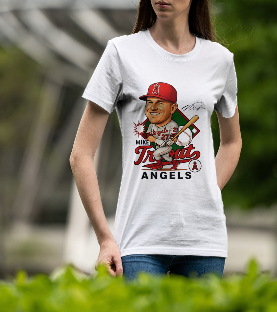 Mike Trout Angels Baseball Caricature Los Angeles Legend T-Shirt