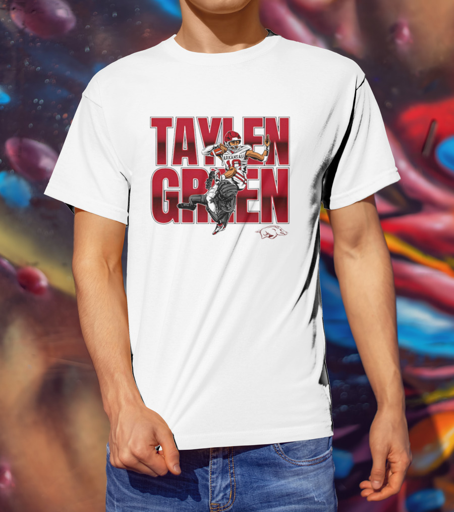 Taylen Green Arkansas Football NCAA Razorbacks Caricature T-Shirt
