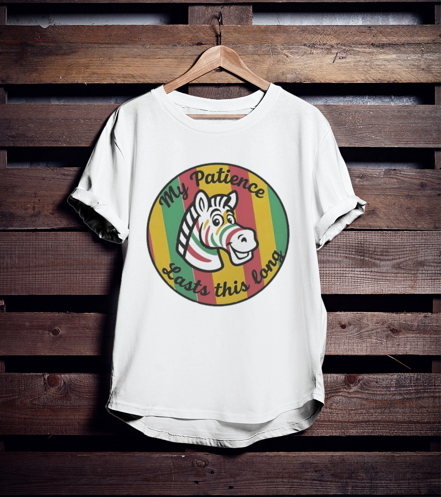Zebra My Patience Lasts This Long Striped Cartoon T-Shirt