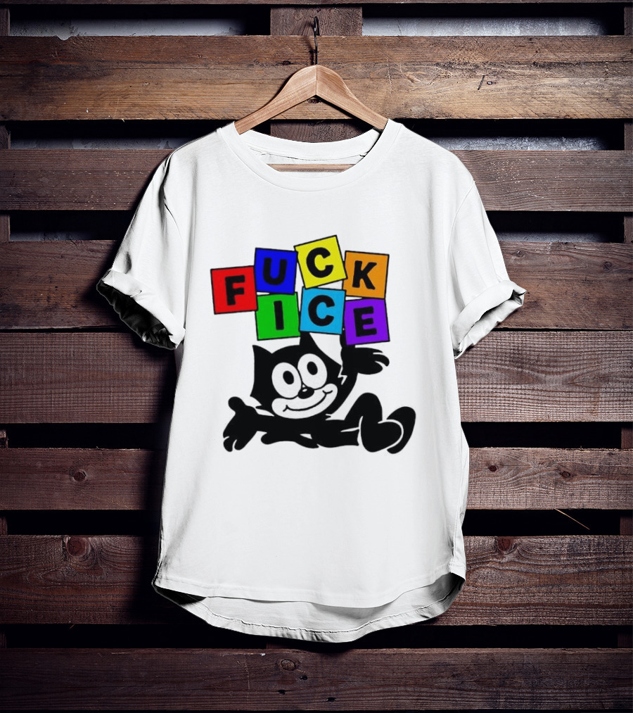 Felix The Cat Fuck ICE Colorful Blocks T-Shirt