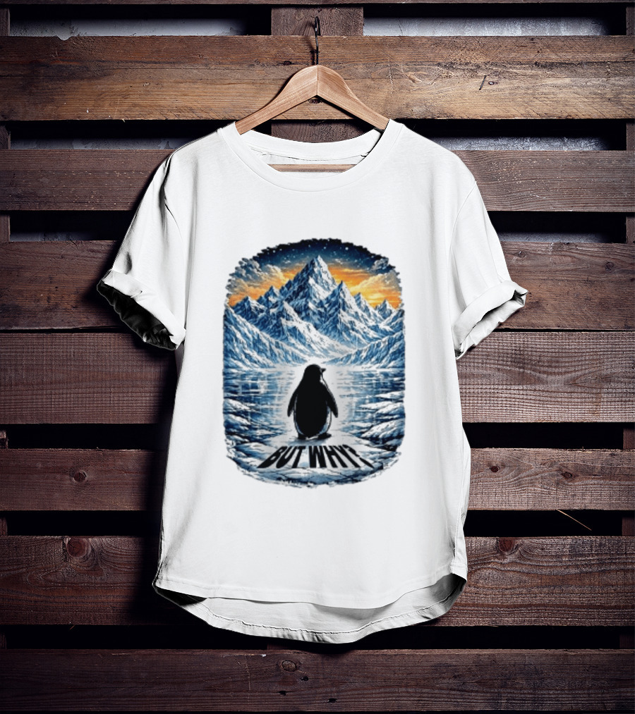 Viral Nihilist Penguin But Why Mountain Reflection T-Shirt