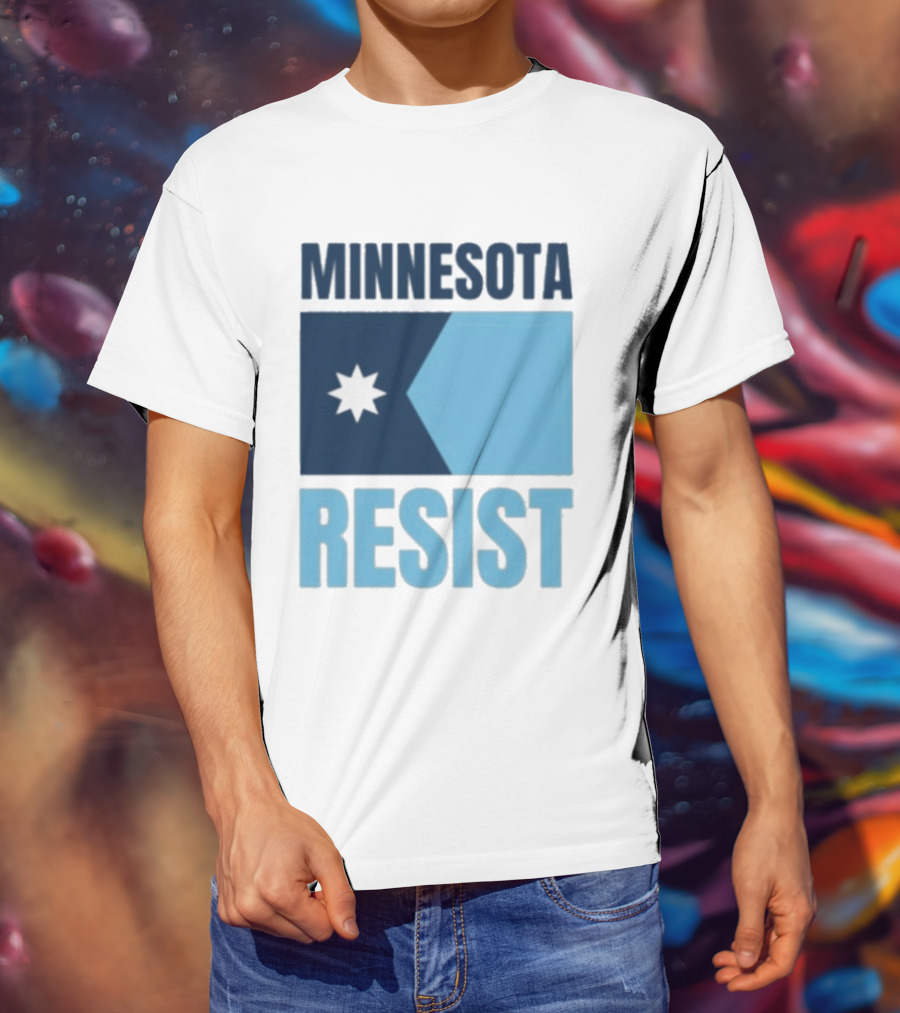 MINNESOTA RESIST Star Flag Blue Rectangle T-Shirt