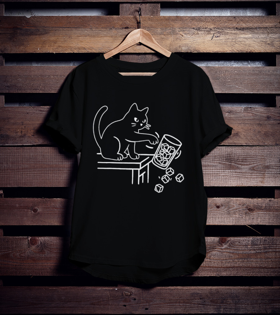 Abolish ICE Black Cat Knocking Over Glass Ice Cube Meme T-Shirt