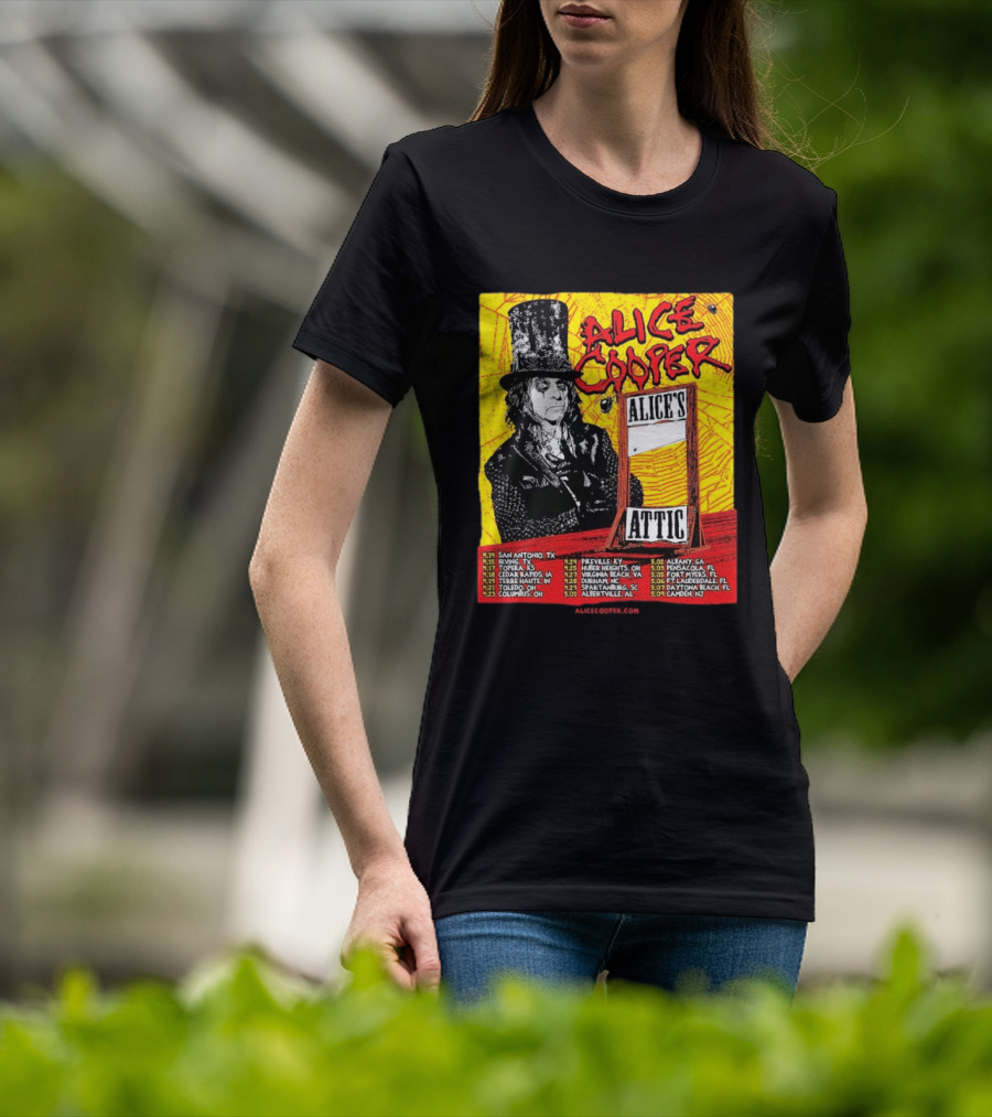 Alice Cooper 2026 Alice's Attic Tour Dates San Antonio Albany Locations T-Shirt