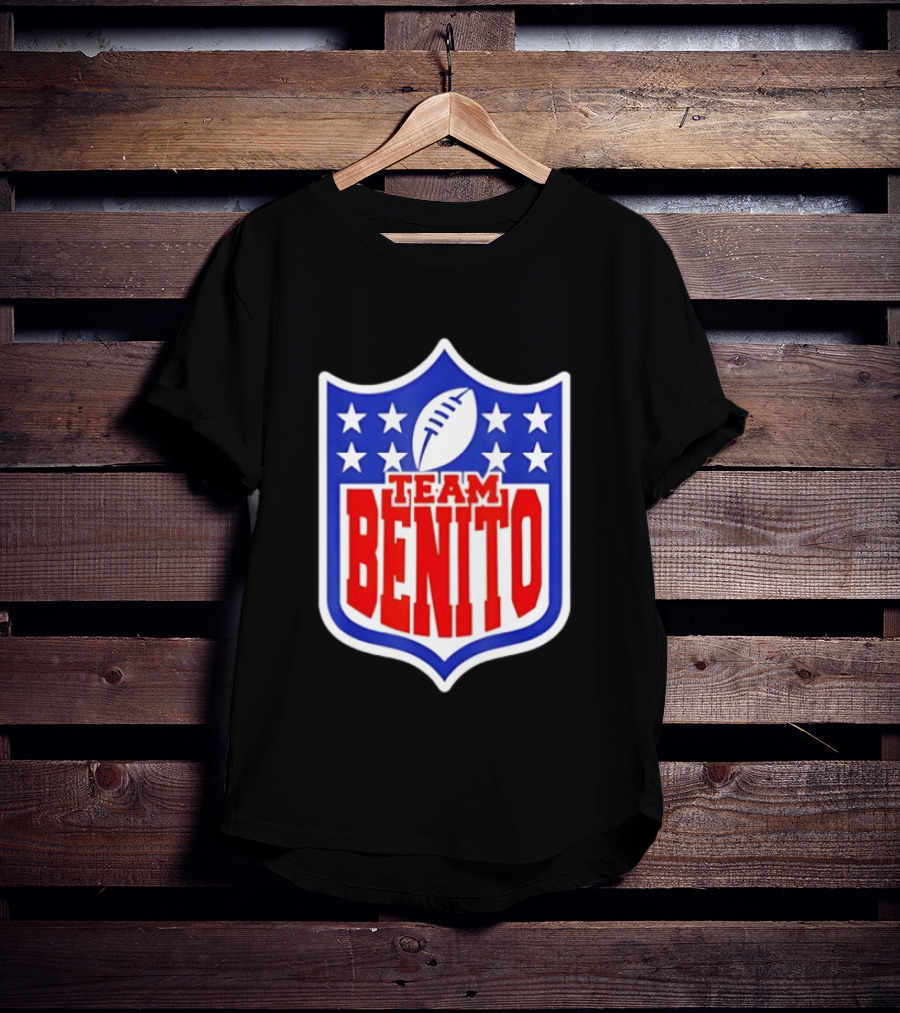 Team Benito Football Shield Stars Personalized Name T-Shirt