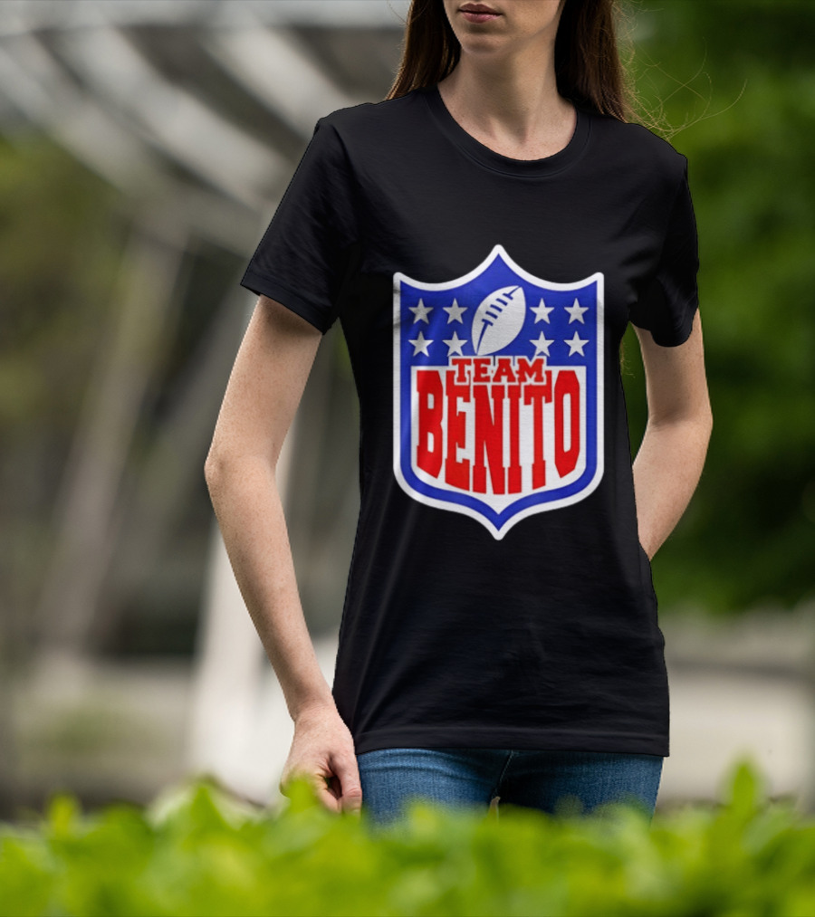 Team Benito Football Shield Stars Personalized Name T-Shirt
