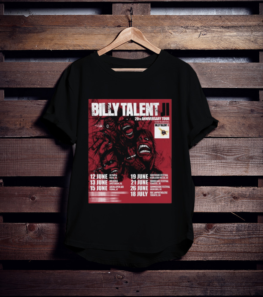 Billy Talent 20th Anniversary Tour Dates Europe Canada 2023 T-Shirt