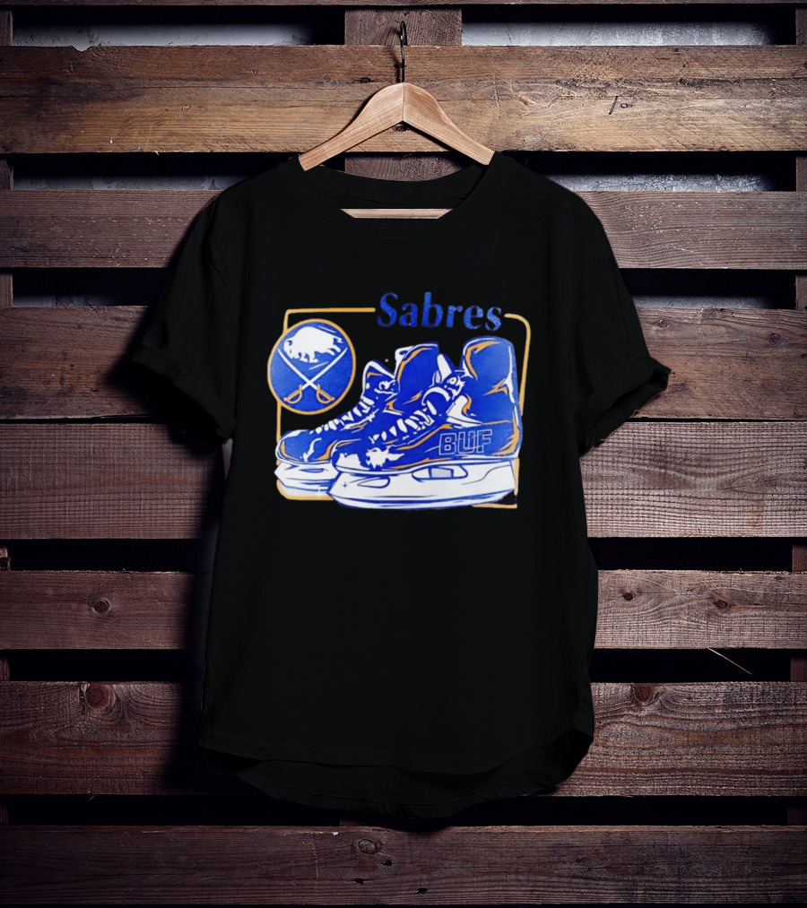 Sabres BUF Skates With Buffalo And Crossed Sabers T-Shirt