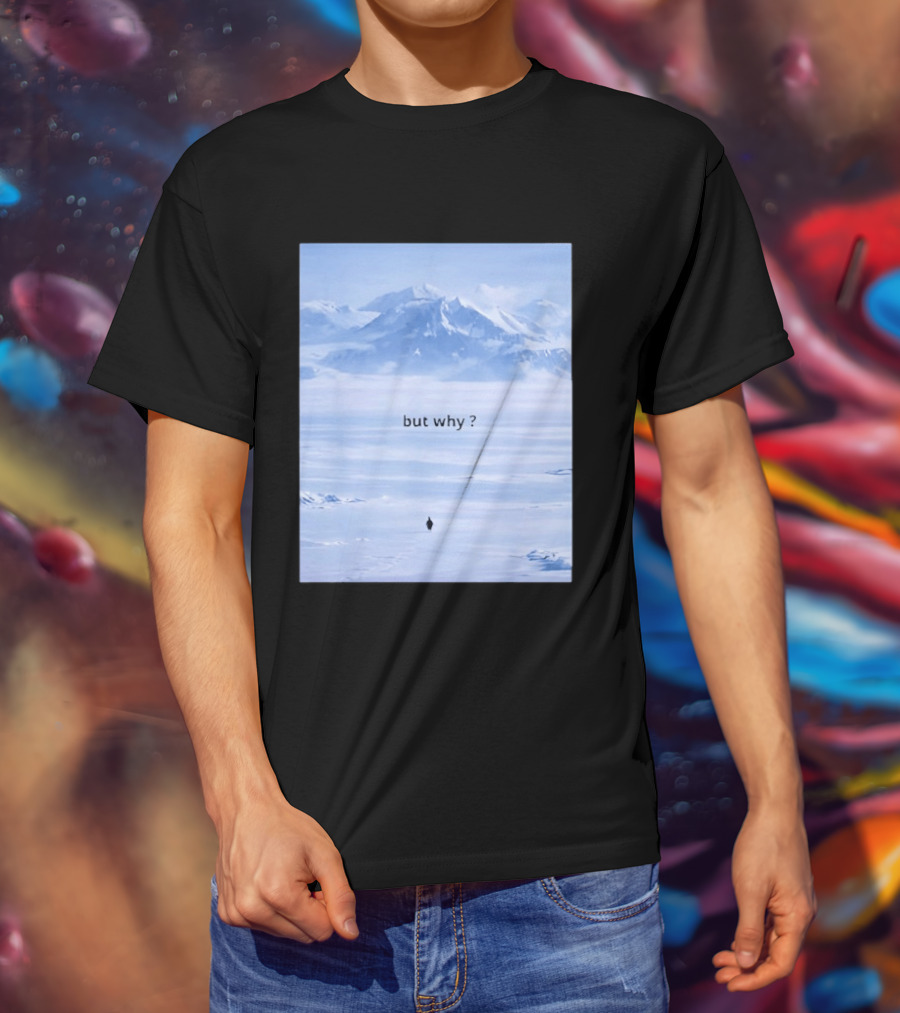 Penguin But Why Meme Snowy Mountains Motivational Scene T-Shirt