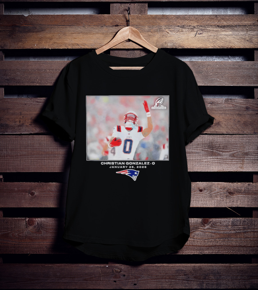 Christian Gonzalez New England Patriots AFC Champions Week 21 T-Shirt