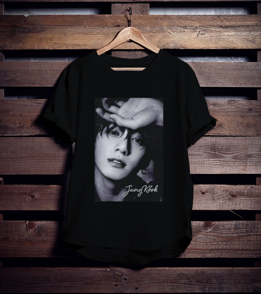 Jungkook BTS Iconic Style Black And White T-Shirt
