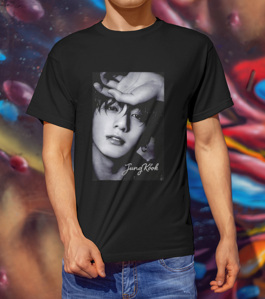 Jungkook BTS Iconic Style Black And White T-Shirt