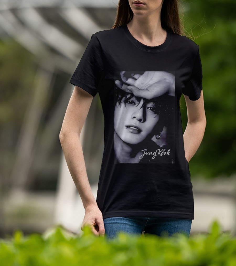 Jungkook BTS Iconic Style Black And White T-Shirt