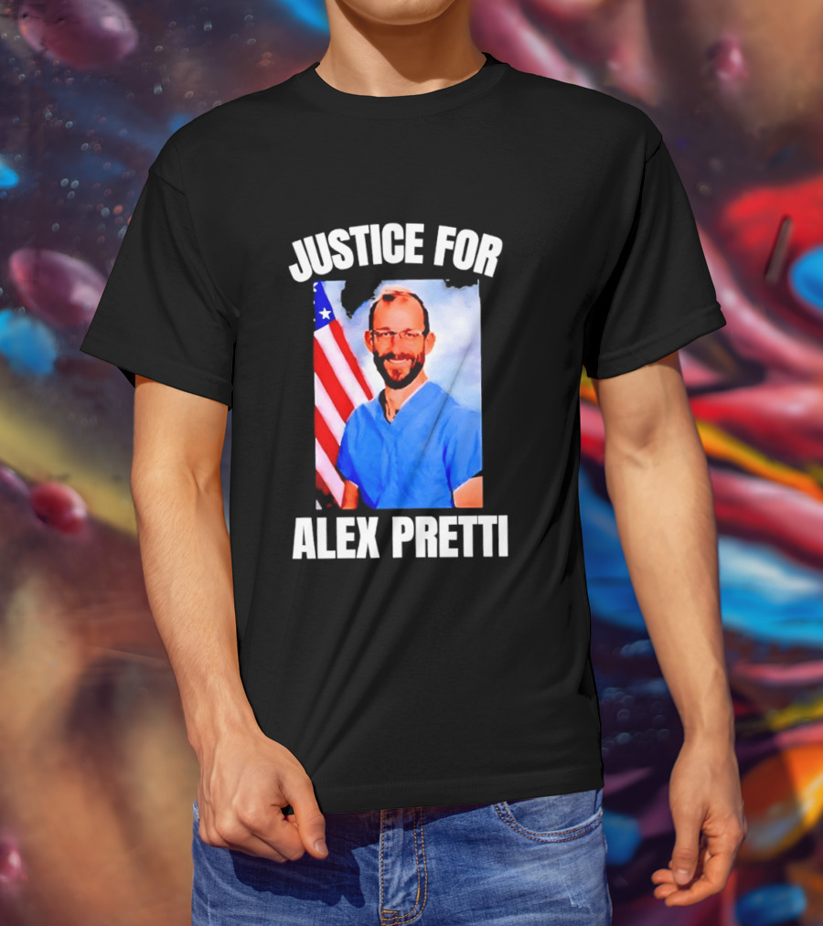 Justice For Alex Pretti American Flag T-Shirt