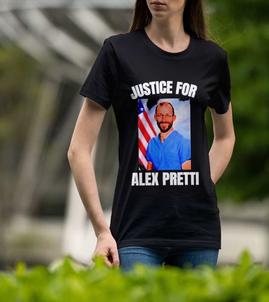 Justice For Alex Pretti American Flag T-Shirt