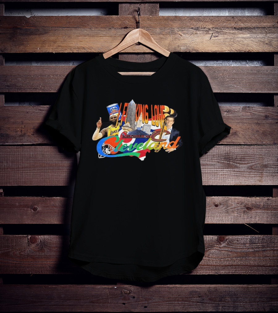 LeBron James I F***ing Love Cleveland Skyline Lakers Basketball T-Shirt