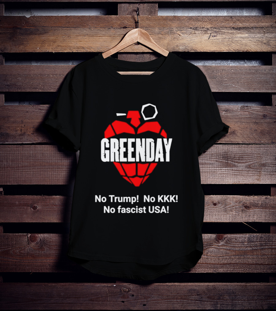 Green Day No Trump No KKK No Fascist USA Grenade Heart T-Shirt