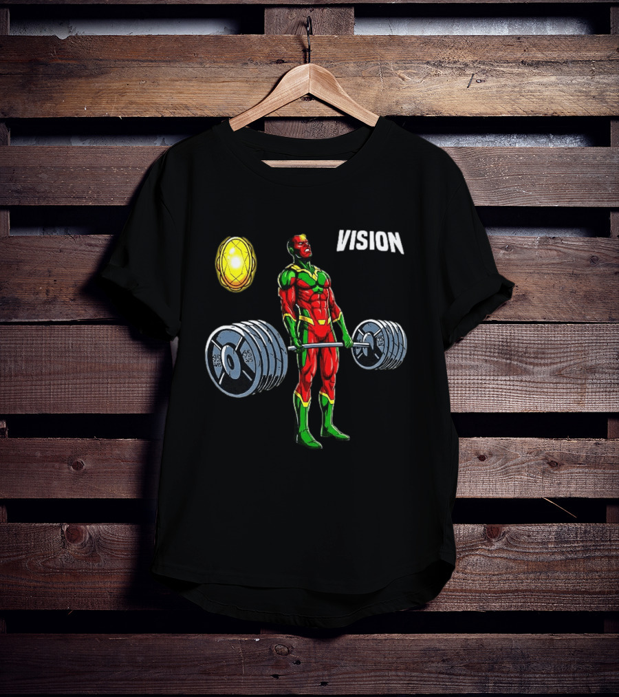 Vision Superhero Lifting Weights Gym Motivation T-Shirt