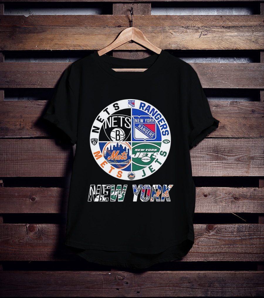 New York Nets Rangers Jets Mets Sports Team Mashup T-Shirt
