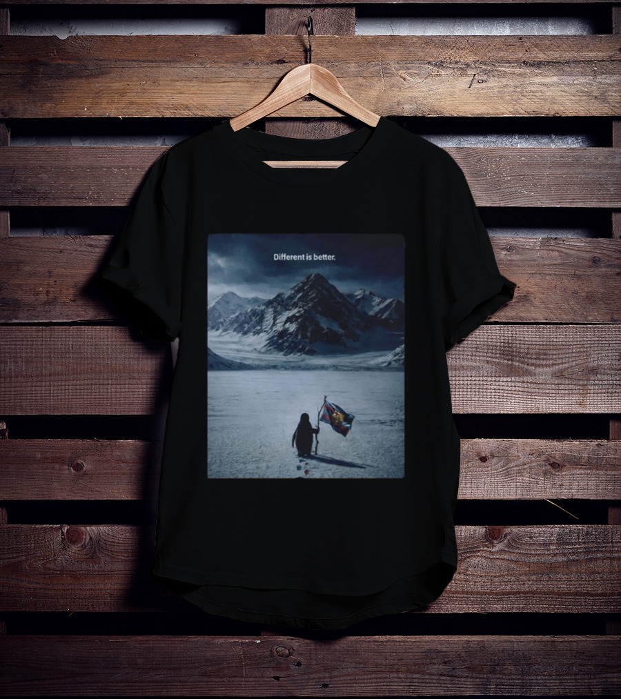 Barcelona Nihilist Penguin Different Is Better Flag Mountain Scene T-Shirt