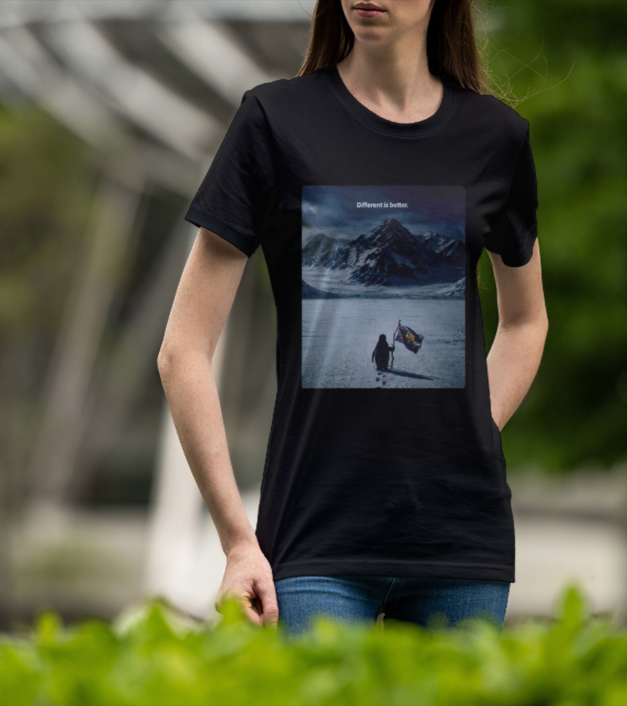 Barcelona Nihilist Penguin Different Is Better Flag Mountain Scene T-Shirt
