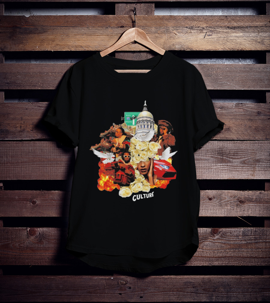 Bravado Migos Culture Album Cover Atlanta Capitol Roses Collage T-Shirt