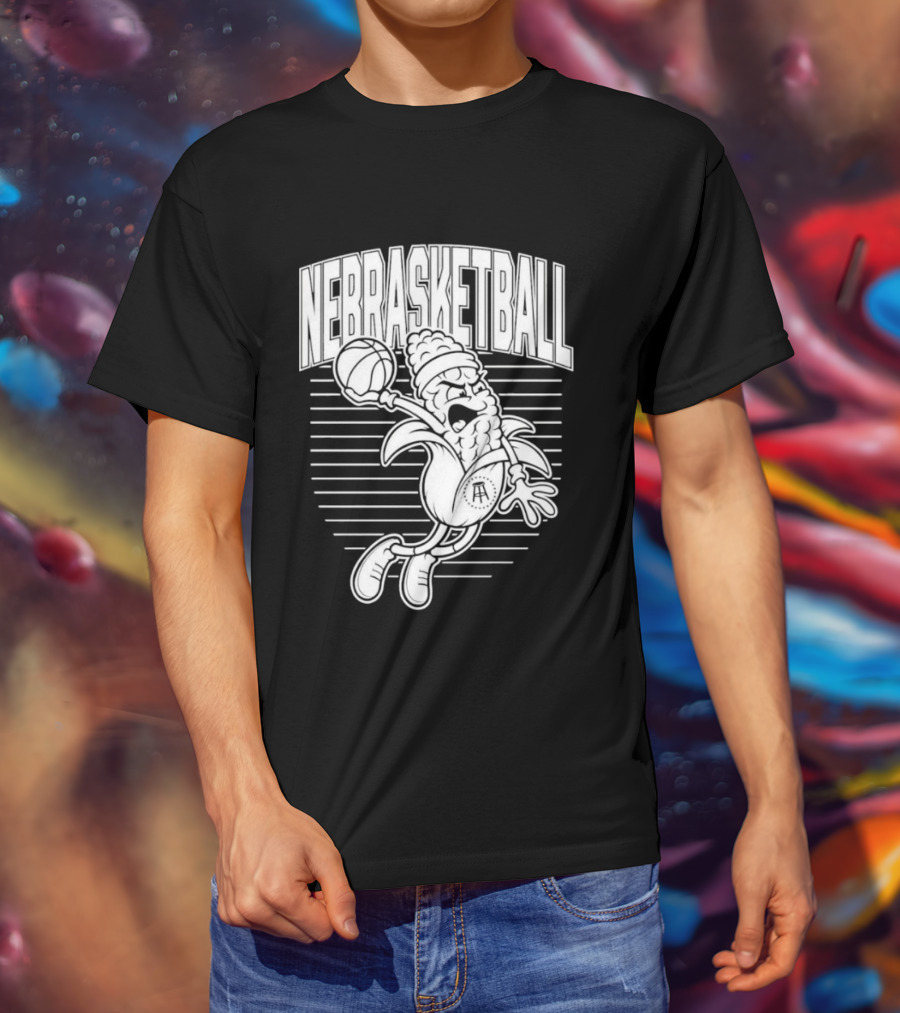 Corn Basketball Playful Cartoon Mascot Dunking T-Shirt