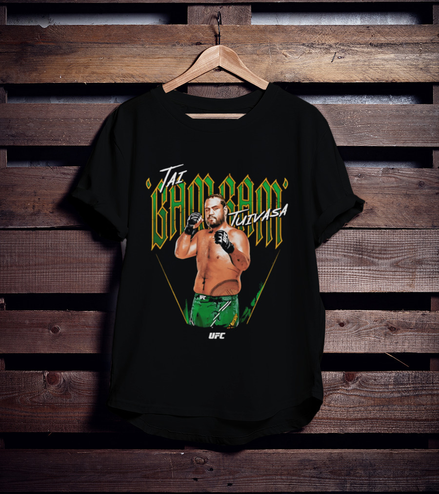 Tai Tuivasa Bam Bam UFC Fighter Green Gloves T-Shirt