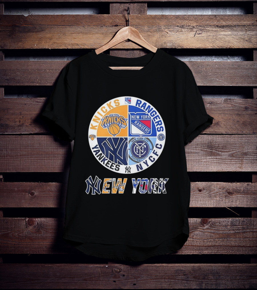 New York Knicks Rangers Yankees NYCFC Sports Teams Mashup T-Shirt