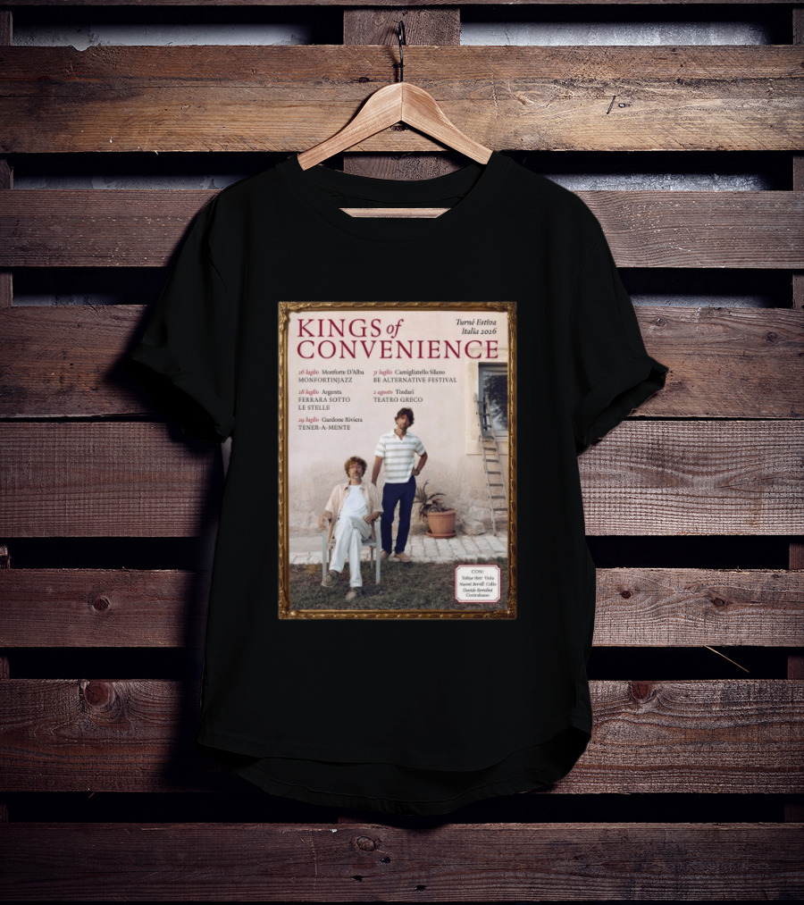 Kings Of Convenience Turne Estiva Italia 2026 Monfortinjazz Ferrara Tener A Mente Teatro Greco Festival T-Shirt