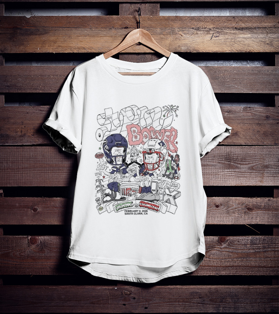 Shithawks Vs Colonizers Super Bowel 2026 Caricature Football Rivalry Clash T-Shirt