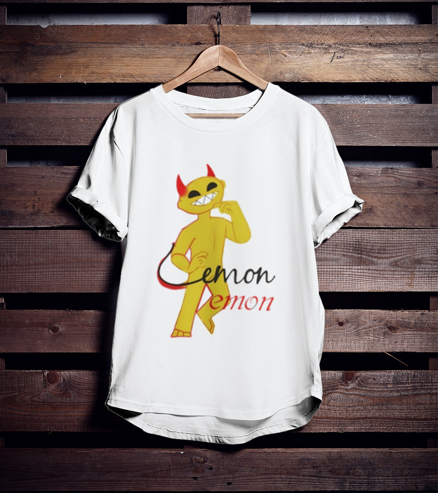 Demon Heavy Blend Lemon Demon Red Horns Yellow T-Shirt