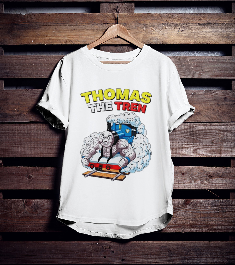 THOMAS THE TREN Cartoon Muscular Engine Puffing Steam T-Shirt