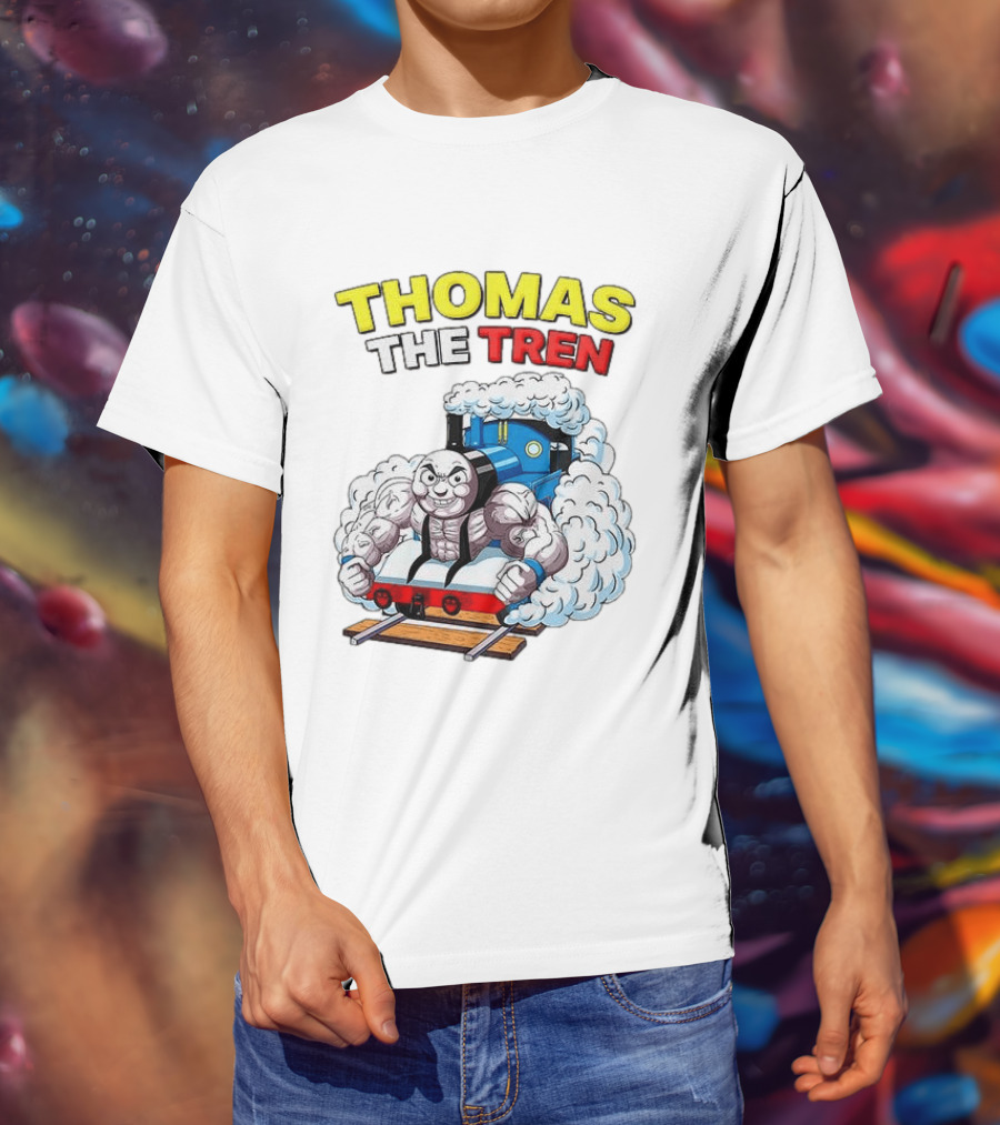 THOMAS THE TREN Cartoon Muscular Engine Puffing Steam T-Shirt