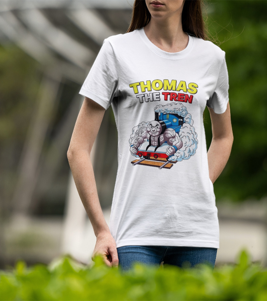 THOMAS THE TREN Cartoon Muscular Engine Puffing Steam T-Shirt