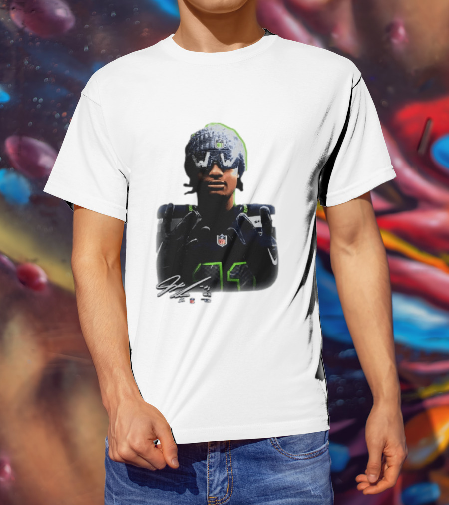 Jaxon Smith Njigba Seattle Seahawks Beanie Bling WW Sunglasses NFL Player Signature T-Shirt