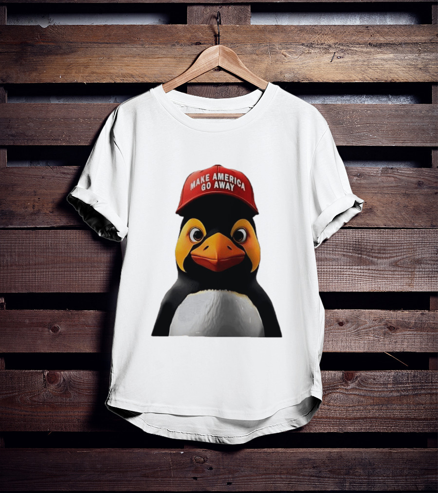 Make America Go Away Red Hat Penguin Iconic Humor T-Shirt