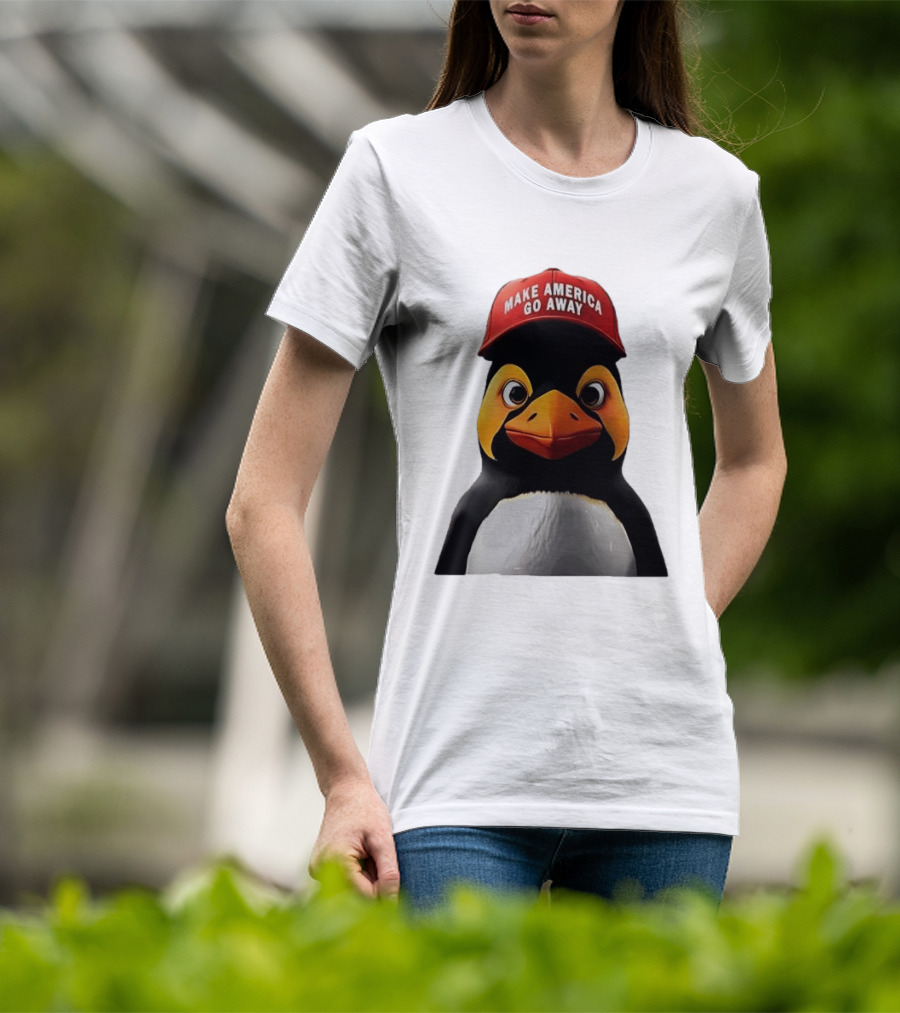 Make America Go Away Red Hat Penguin Iconic Humor T-Shirt