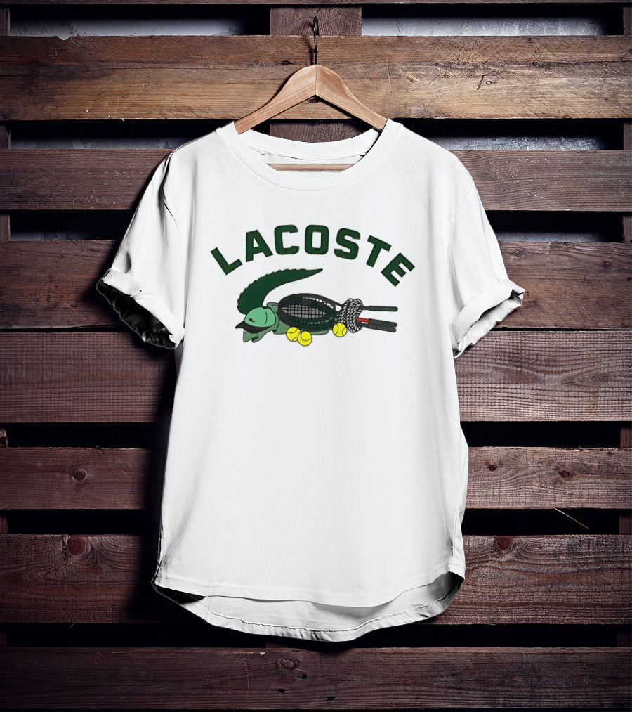 Lacoste Crocodile Tennis Theme With Tennis Balls T-Shirt