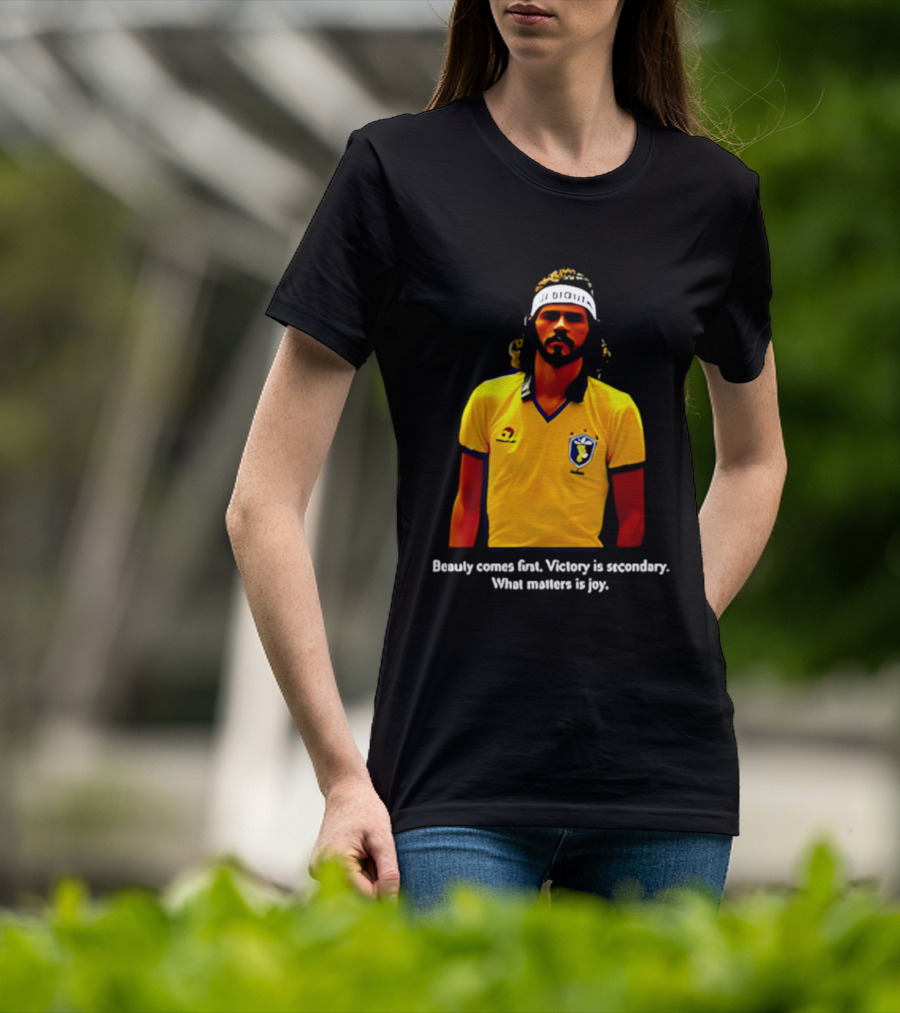 Beauty Comes First Victory Secondary Joy Matters Tennis Player Yellow T-Shirt