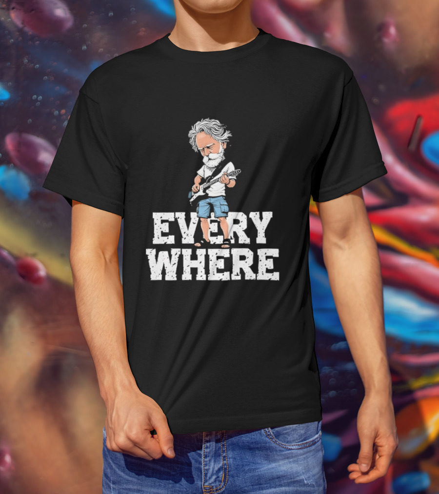 Bob Weir Grateful Dead Everywhere Character With Guitar T-Shirt