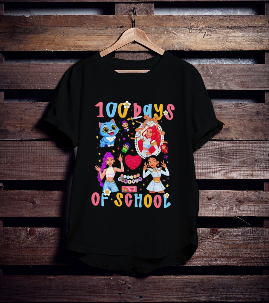 100 Days Of School Colorful Kpop Style Celebration T-Shirt