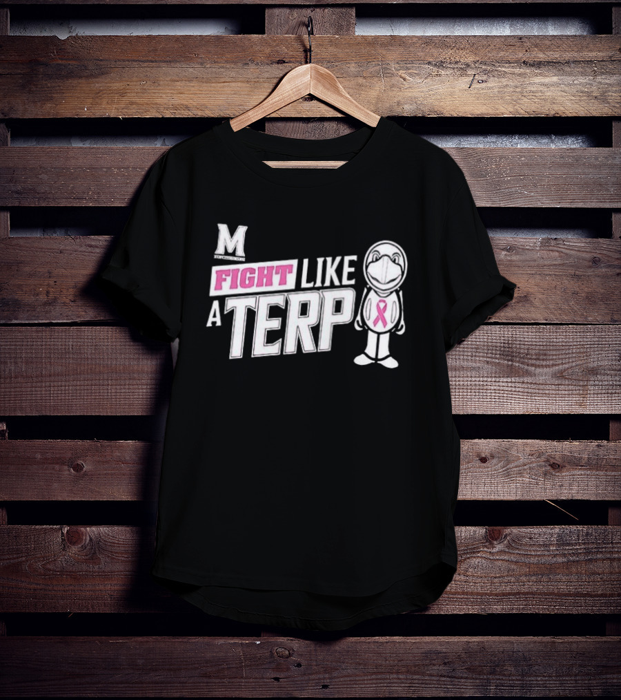 Maryland Terrapins Fight Like A Terp Breast Cancer Awareness Ribbon M T-Shirt