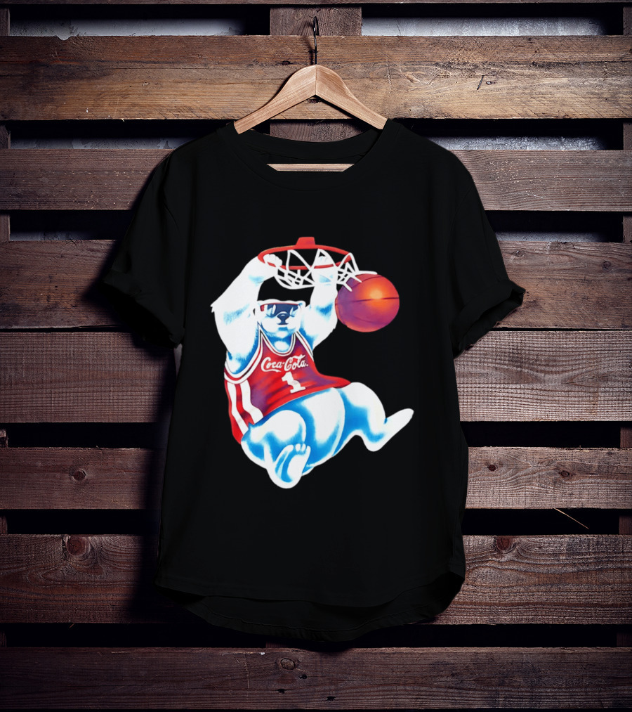 Coca Cola Polar Bear Basketball Dunk Red Jersey T-Shirt