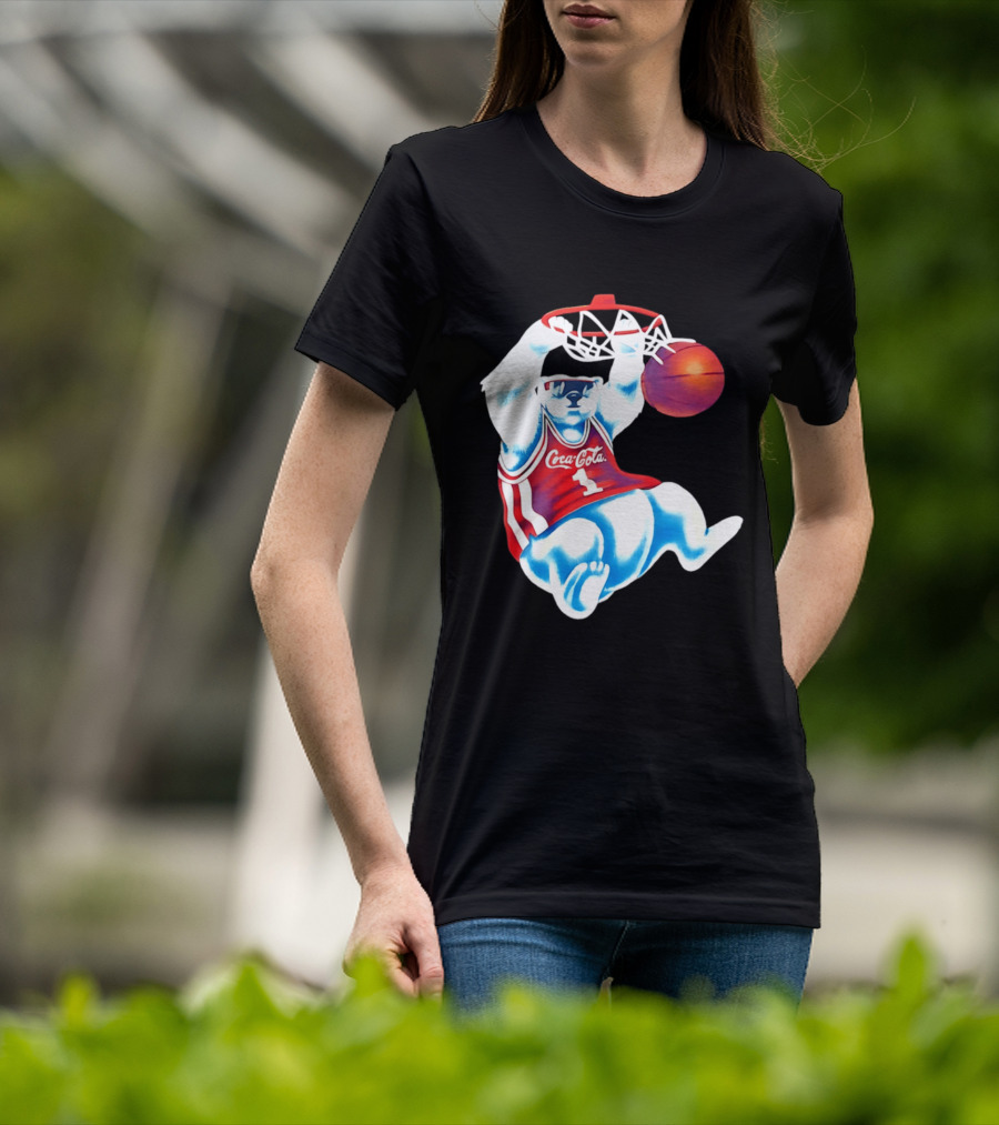 Coca Cola Polar Bear Basketball Dunk Red Jersey T-Shirt