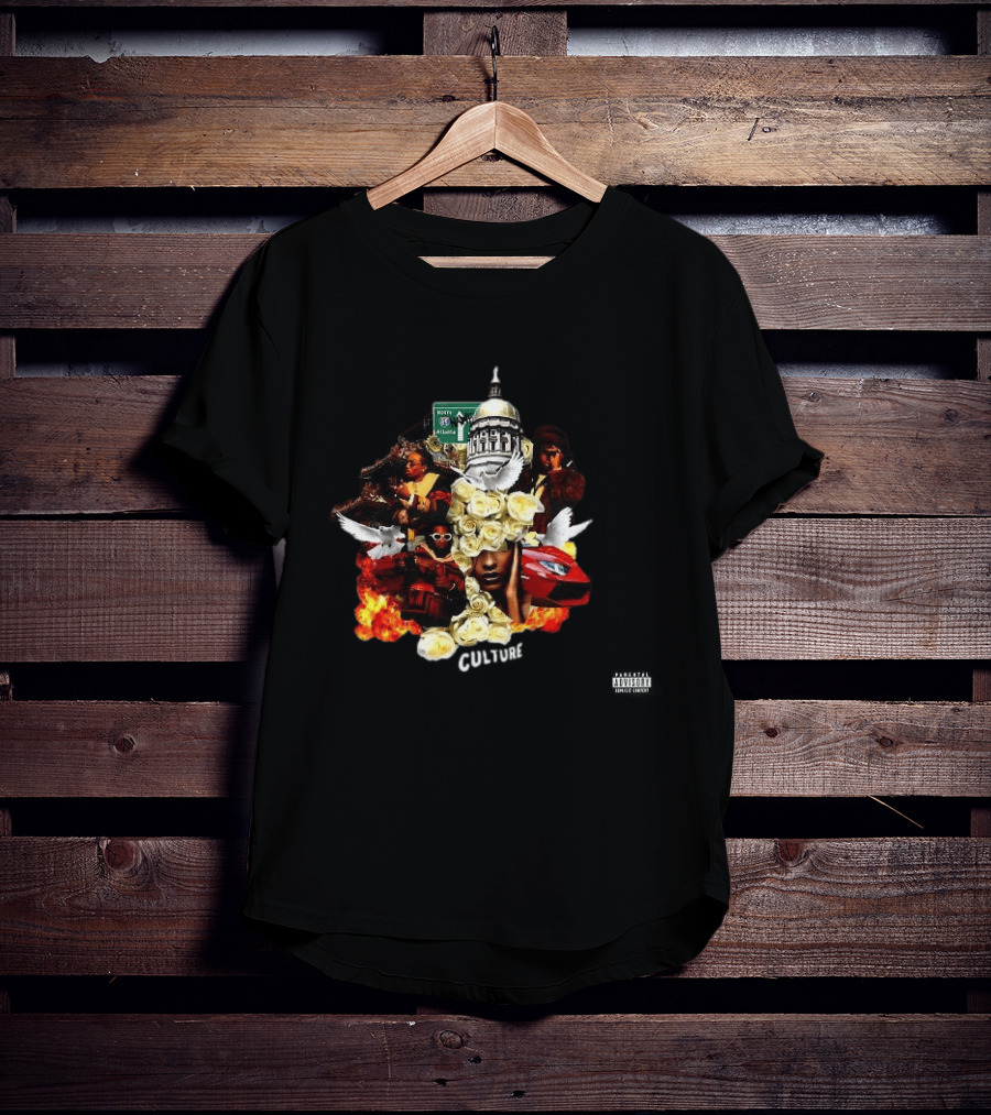 Culture Album Atlanta Hip Hop Imagery With Roses And Flames T-Shirt
