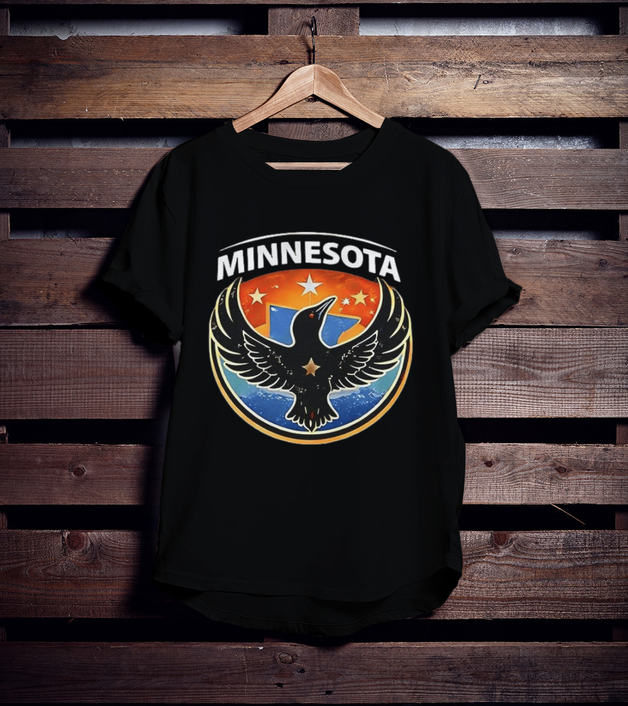 Minnesota Rebel Alliance Star Emblem Black Bird And Starry Shield T-Shirt